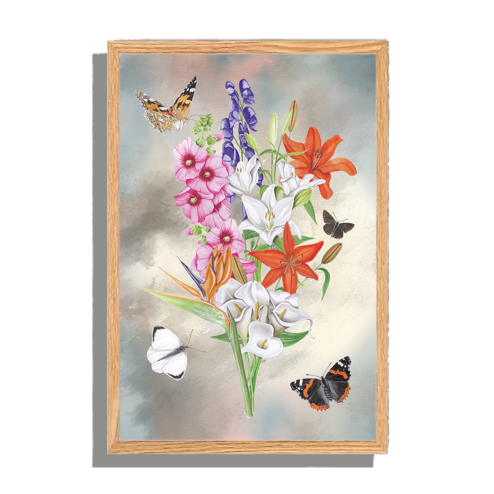 Ingelijst "Bos bloemen met lelies"