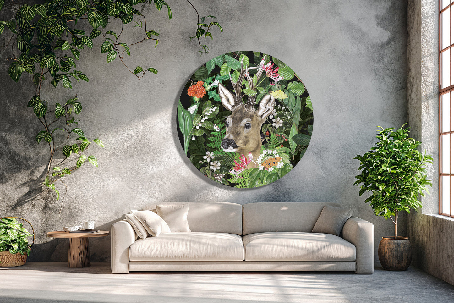 Muurcirkel "Ree in het wild"
