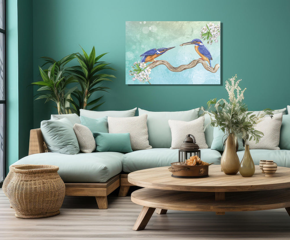 Wanddecoratie "IJsvogels, man en vrouw"