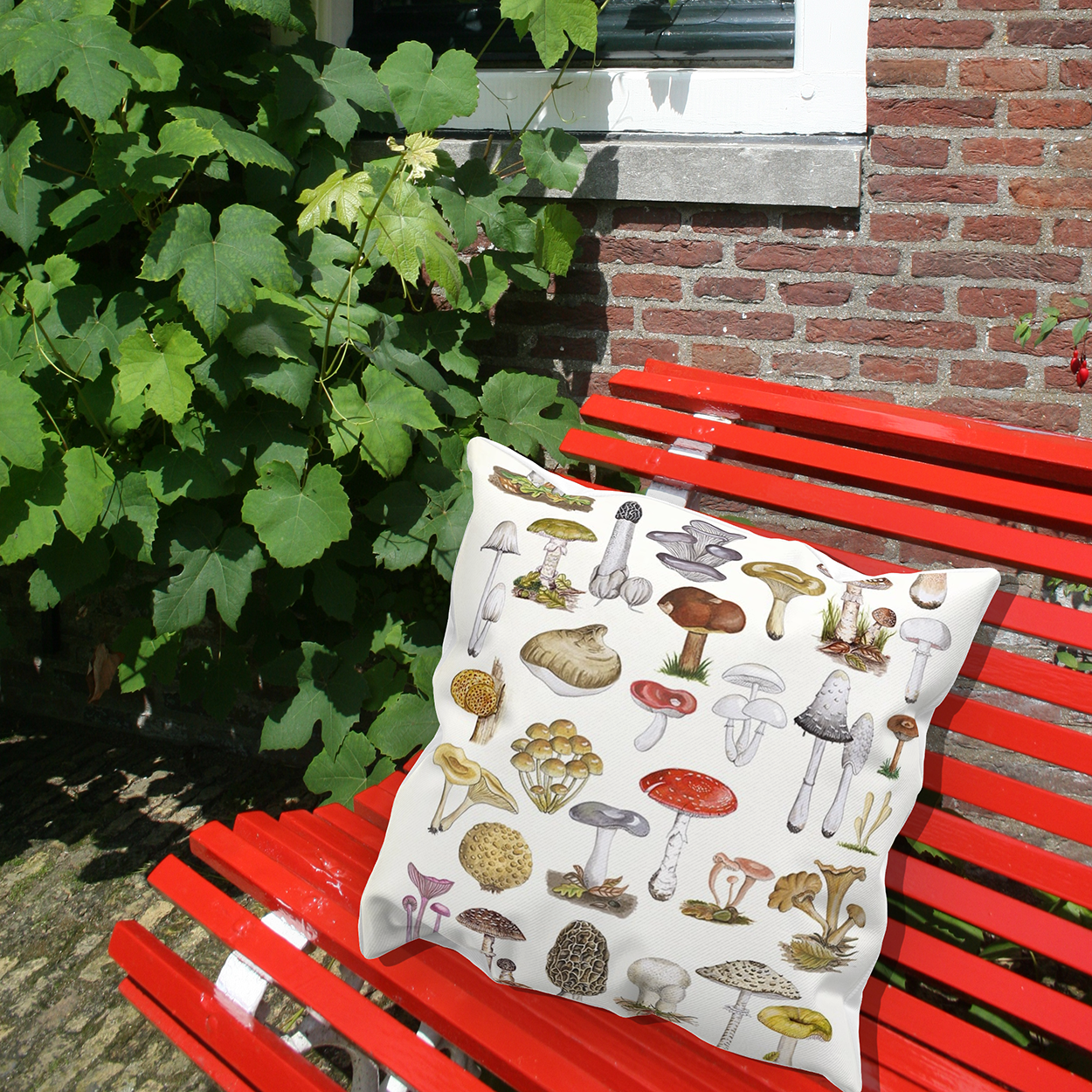 Kussen "Paddenstoelen"