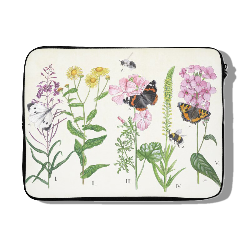 Laptophoes "Wilde planten en haar vlinders"