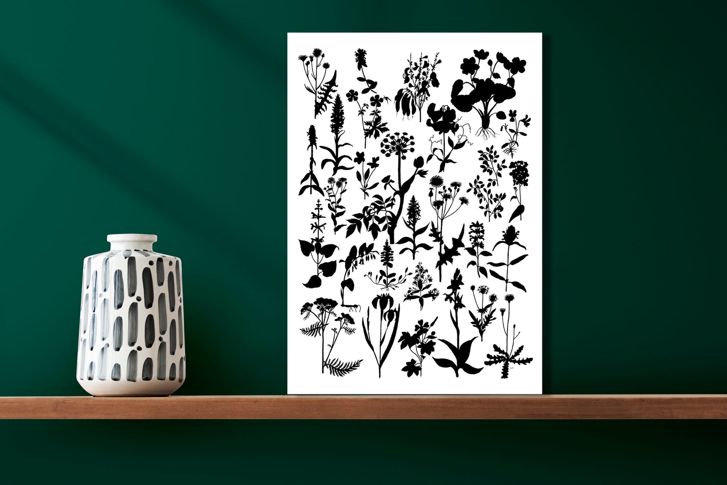 Wanddecoratie "Planten in zwartwit"
