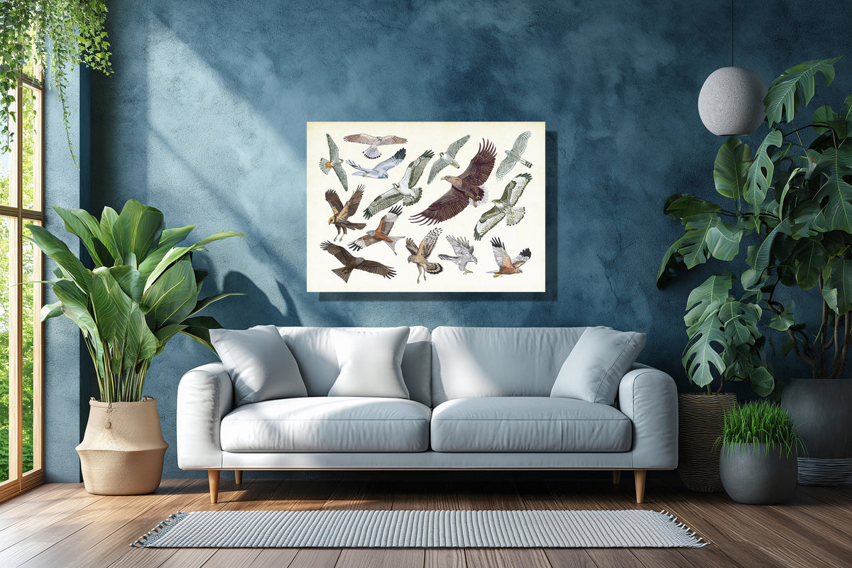 Wanddecoratie "Roofvogels in vlucht"