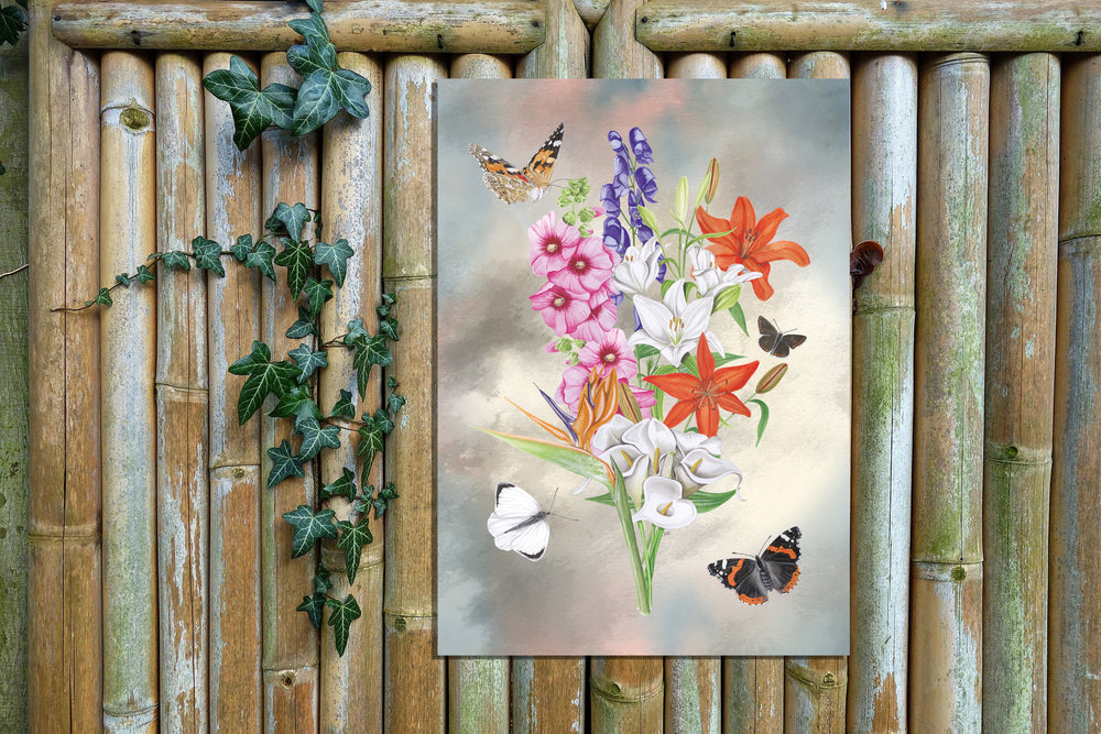 Tuinposter "Bosje bloemen met lelies"