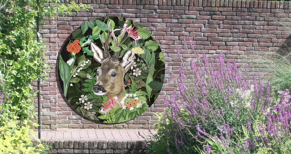 Tuinposter Cirkel "Ree in het wild"