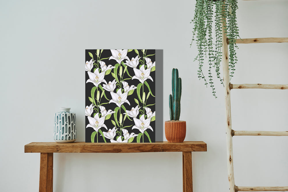 Wanddecoratie "Witte lelies in de nacht"