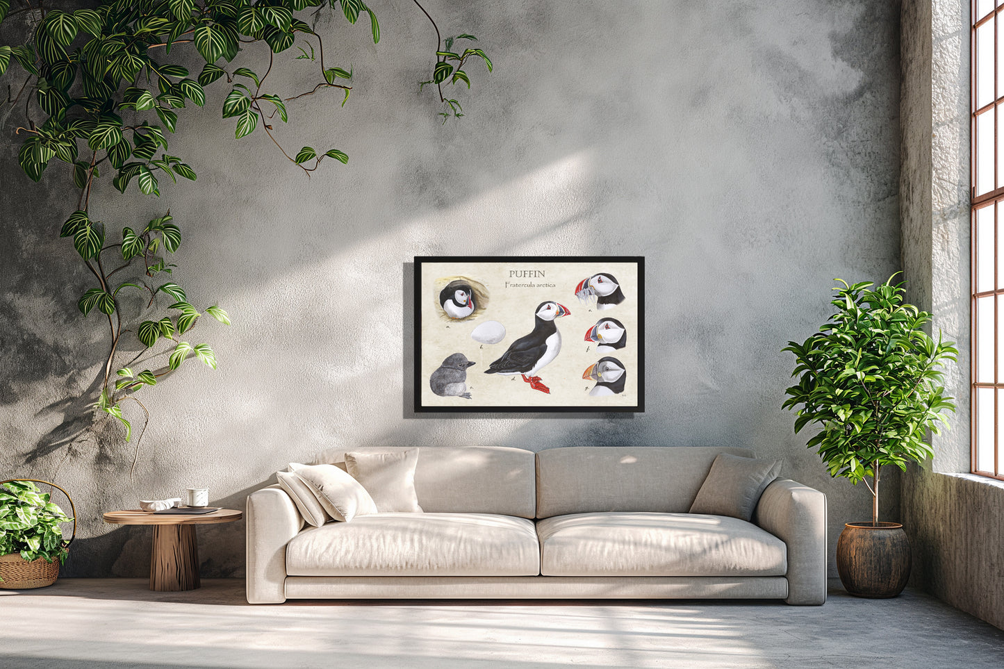 Ingelijst "Puffins, het leven van"