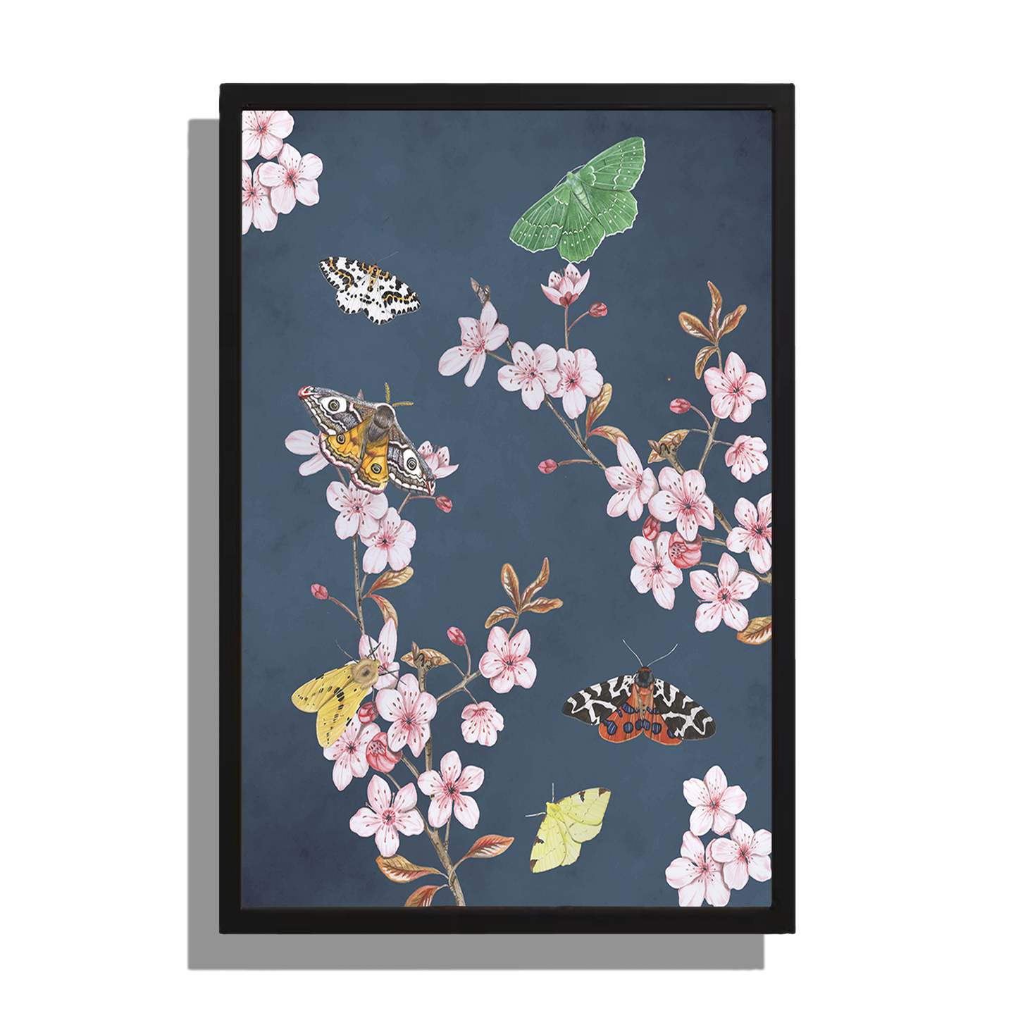 Wanddecoratie "Japanse kers in trek bij vlinders"