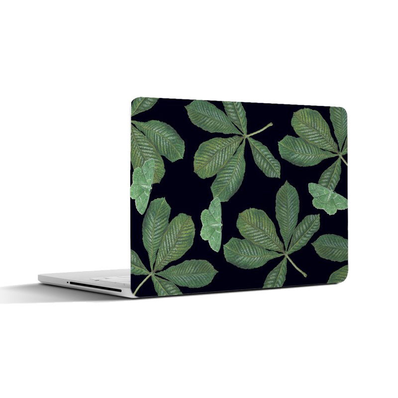 Laptopsticker "Bladeren paardenkastanje met zomervlinder"
