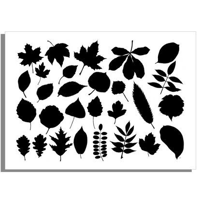Wanddecoratie "Collectie van bladeren 2 in zwartwit"