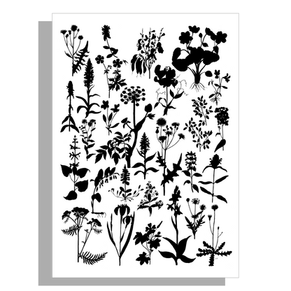 Wanddecoratie "Planten in zwartwit"