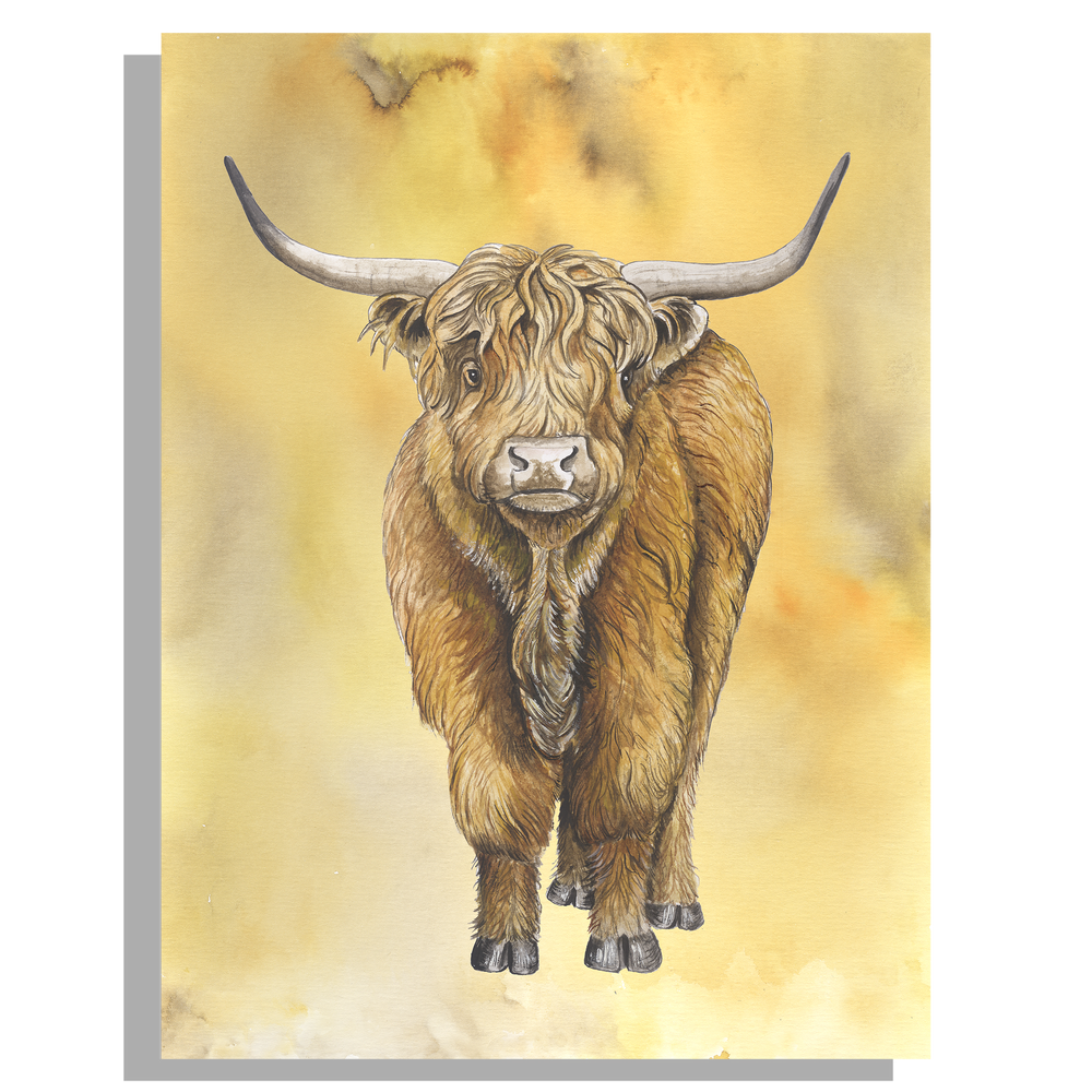 Wanddecoratie "Schotse hooglander | Rust in warme kleuren"
