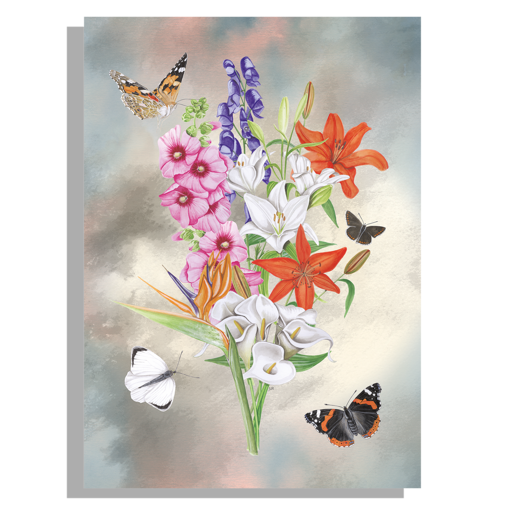 Tuinposter "Bosje bloemen met lelies"