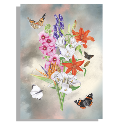 Tuinposter "Bosje bloemen met lelies"