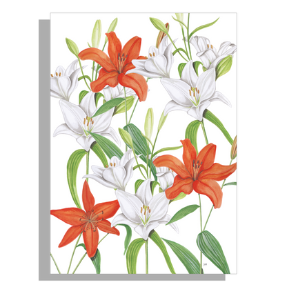 Wanddecoratie "Witte en oranje lelies"
