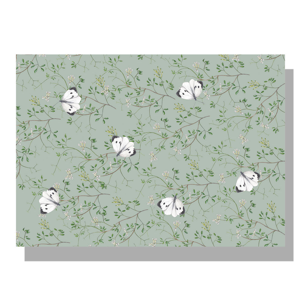 Tuinposter "Rankende helmbloem met witjes"