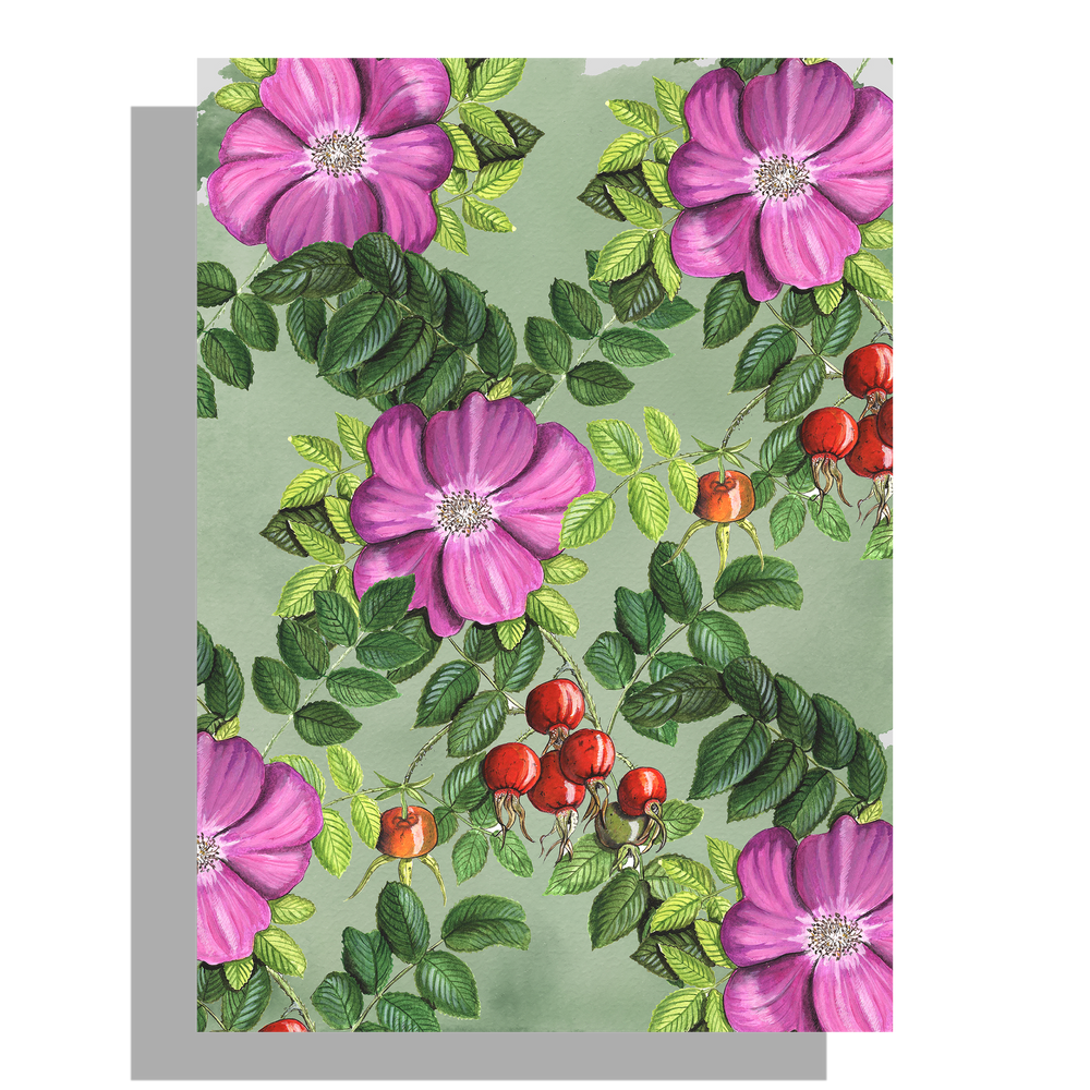Tuinposter "Rozenbottel, vintage"