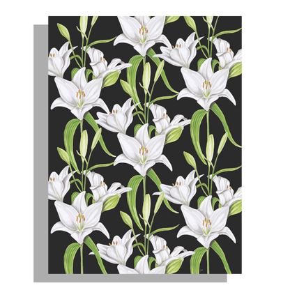 Tuinposter "Witte lelies in de nacht"