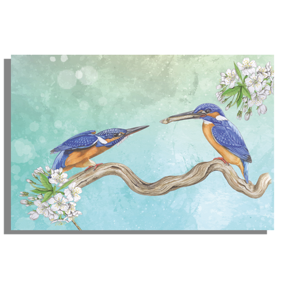 Wanddecoratie "IJsvogels, man en vrouw"