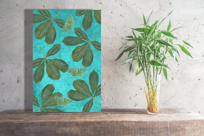 Wanddecoratie "Bladeren paardenkastanje met zomervlinder - vintage"