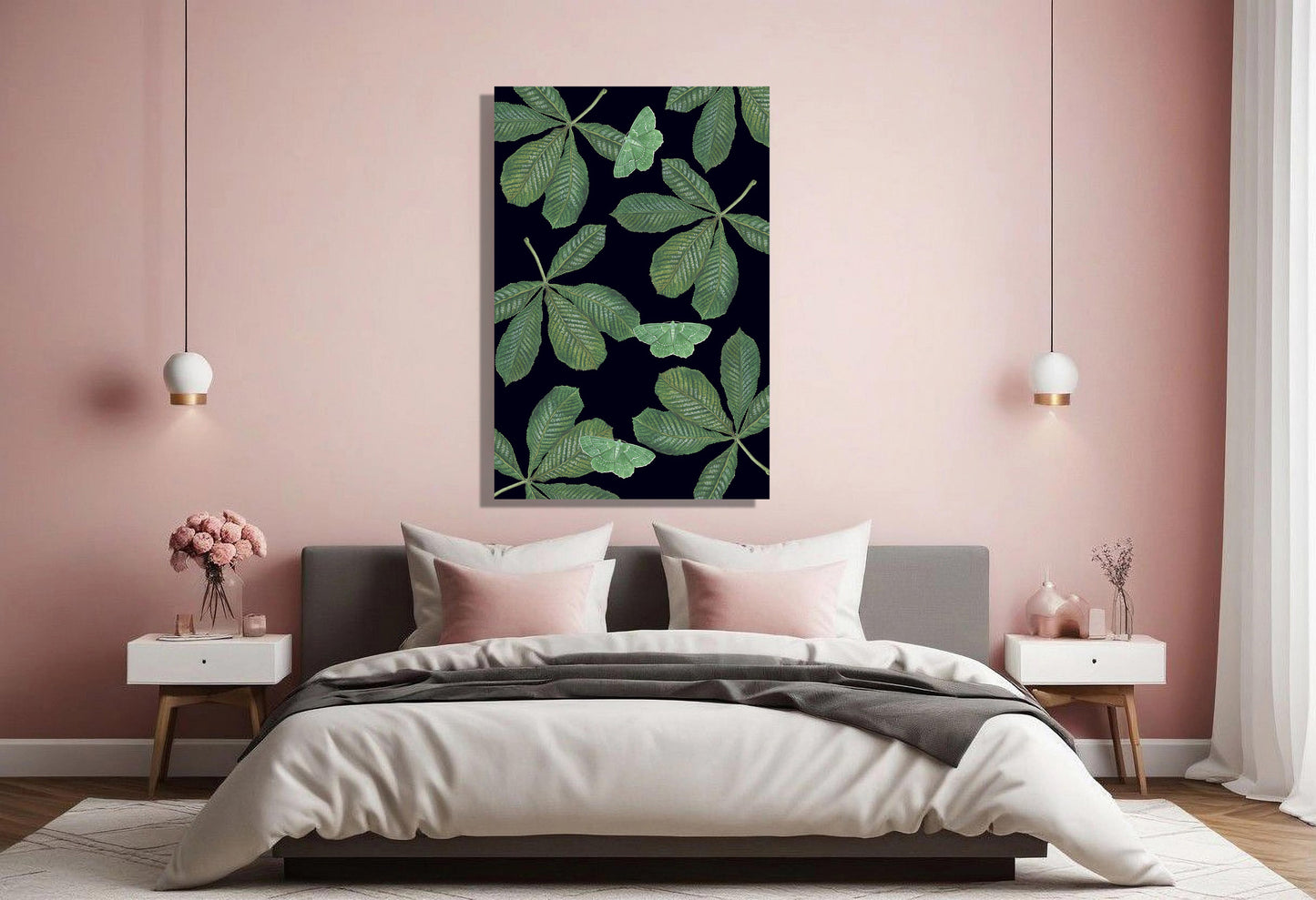 Wanddecoratie "Paardenkastanje met zomervlinder in de nacht"