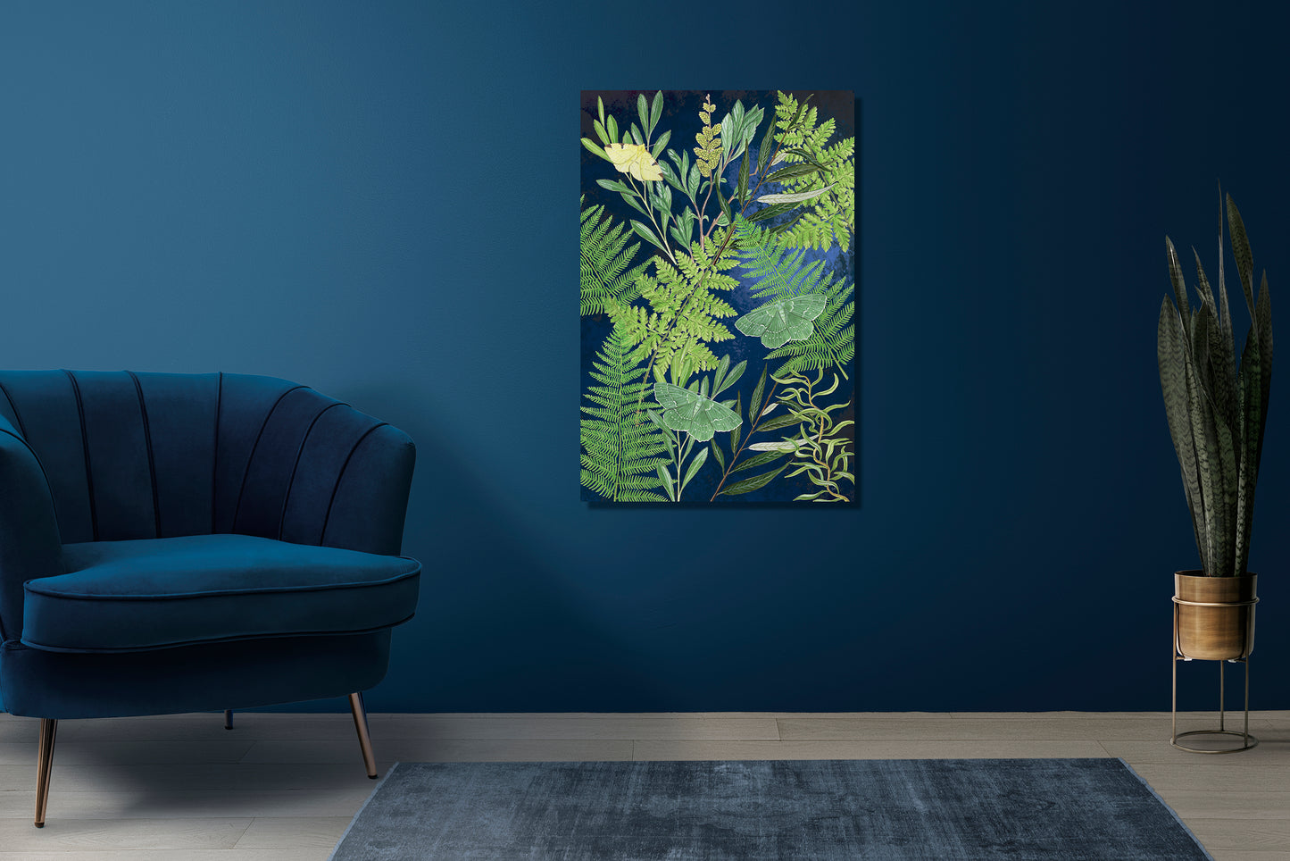 Wanddecoratie "Bladeren met nachtvlinders in de schemer"