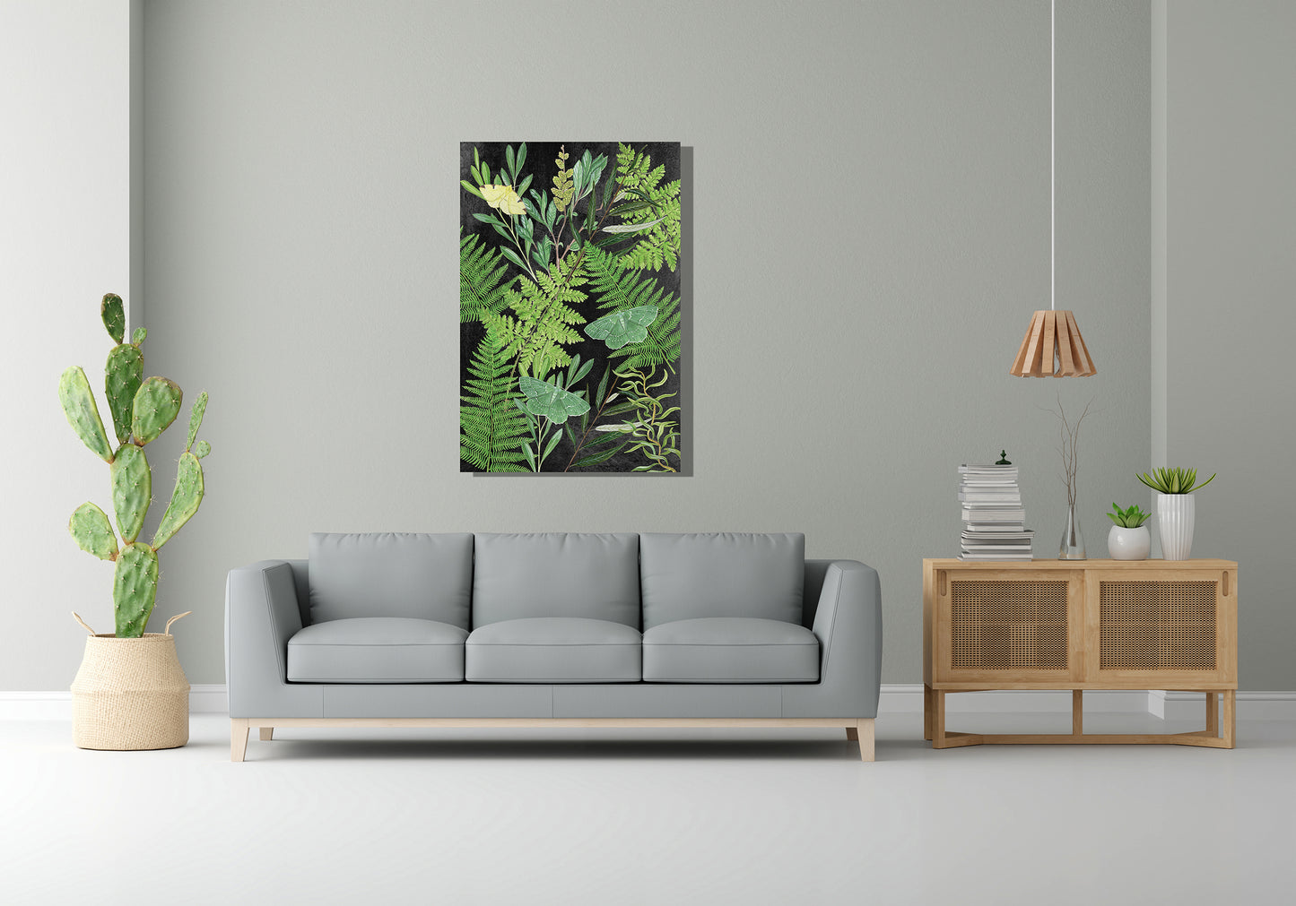 Wanddecoratie "Bladeren met nachtvlinders in de nacht"