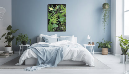 Wanddecoratie "Bladeren met nachtvlinders in de nacht"