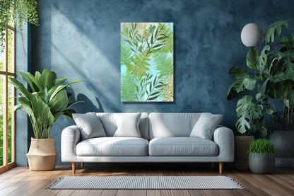 Wanddecoratie "Bladeren met een achtergrond van lucht"