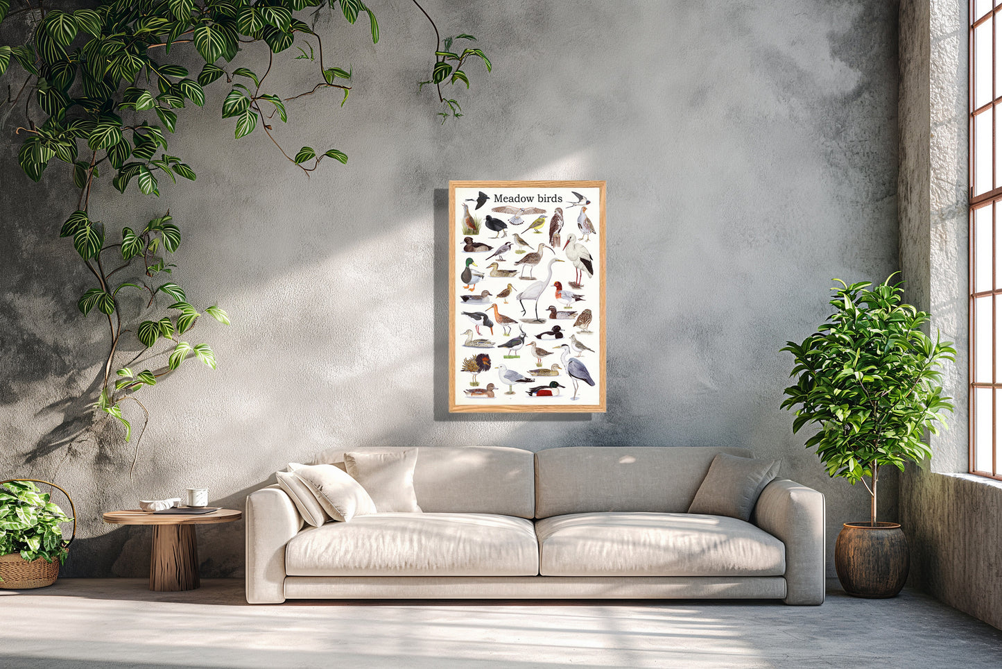 Ingelijst "Meadow birds"