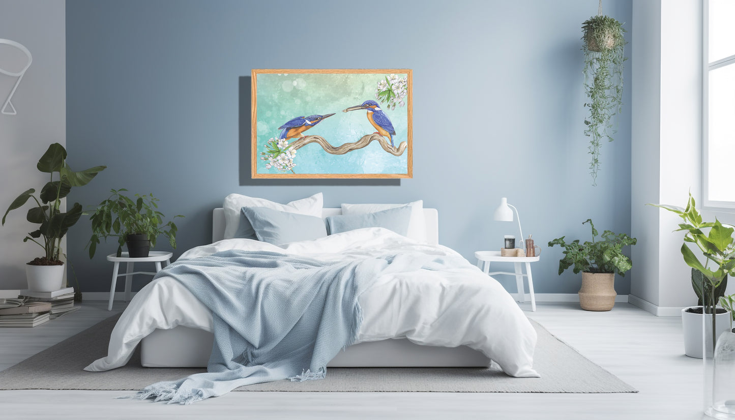 Ingelijst "IJsvogels, paringsritueel