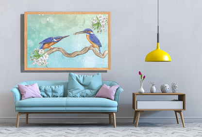 Ingelijst "IJsvogels, paringsritueel