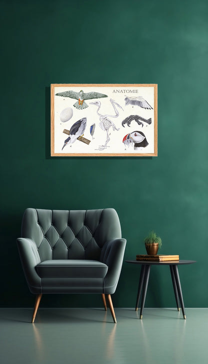 Ingelijst "Anatomie Birds"