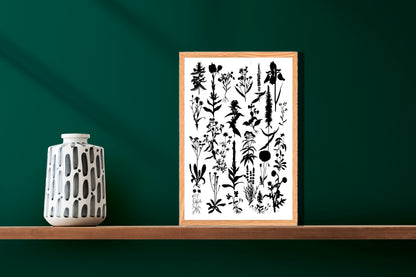 Ingelijst "Planten 2 in zwartwit"