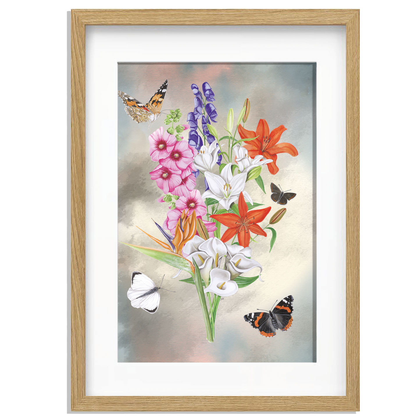 Ingelijst "Bos bloemen met lelies"