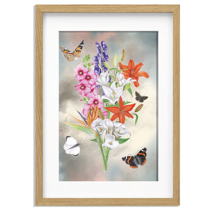 Ingelijst "Bos bloemen met lelies"