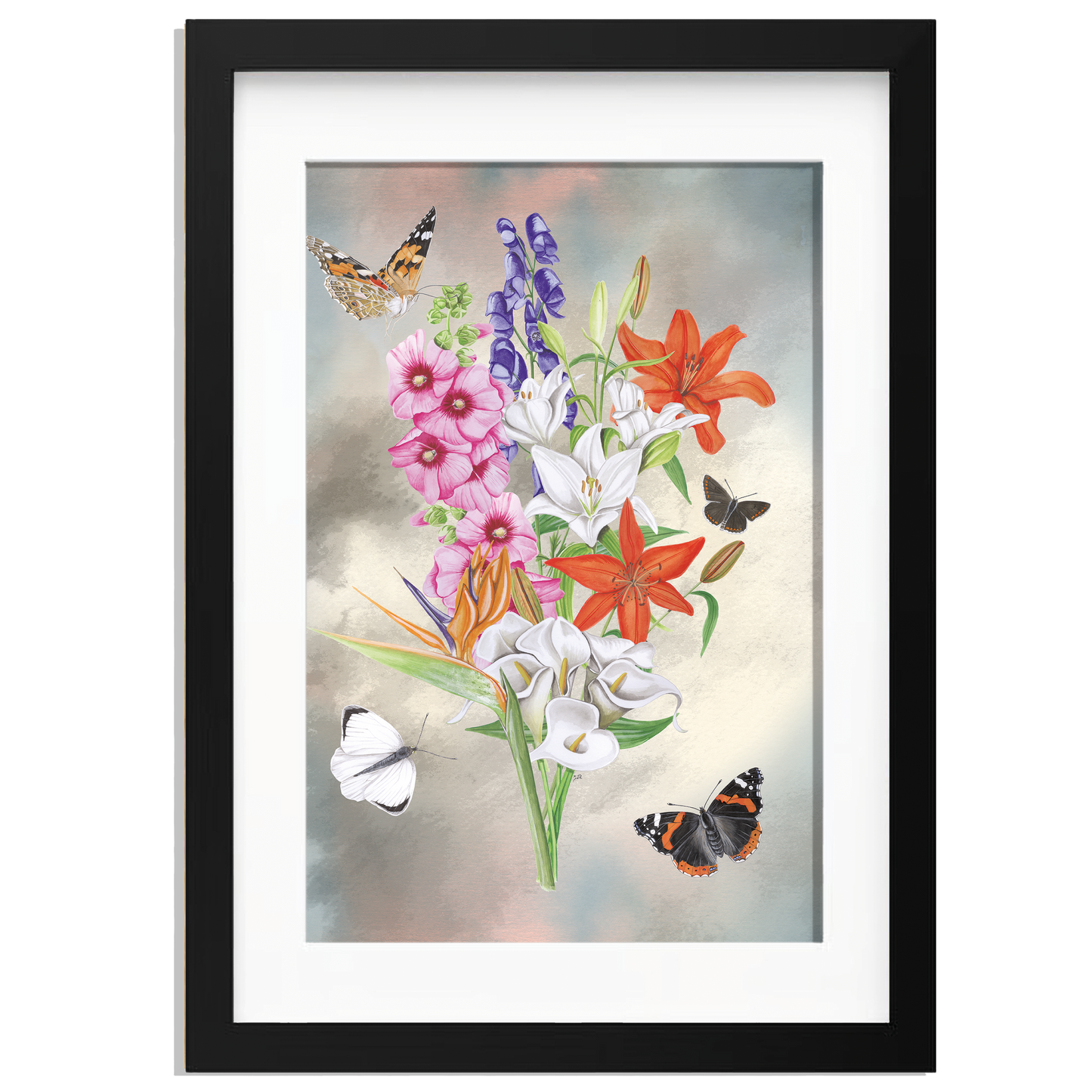 Ingelijst "Bos bloemen met lelies"