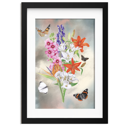 Ingelijst "Bos bloemen met lelies"