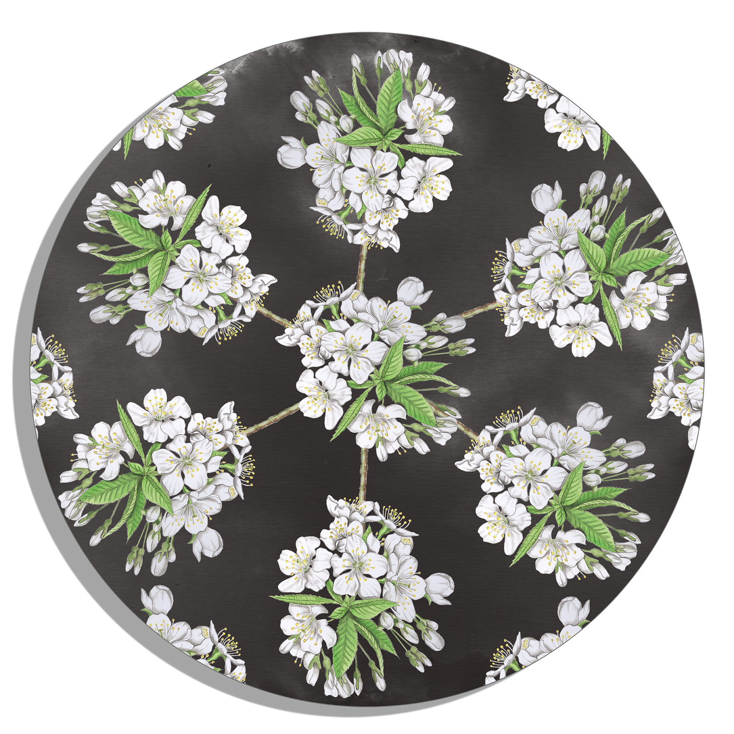Tuinposter Cirkel "Bloesems zoete kers in de nacht"