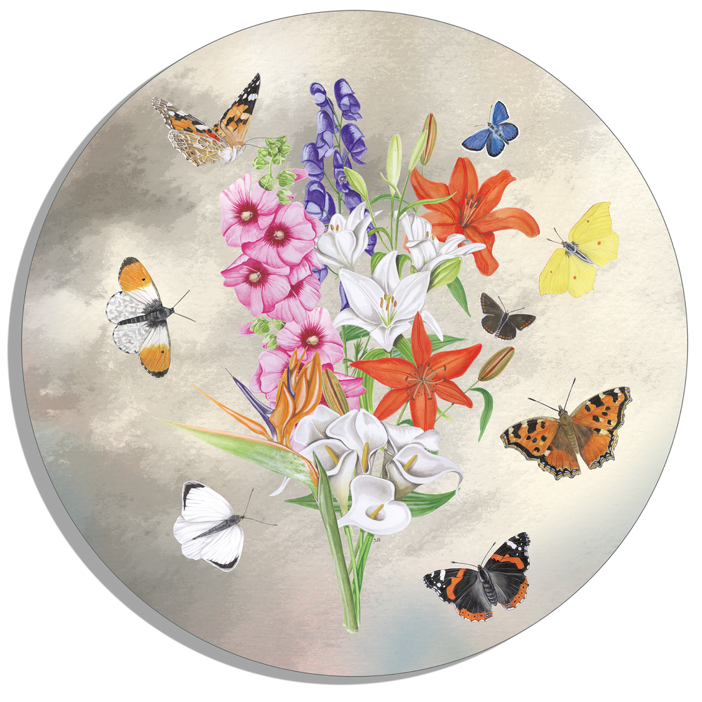 Muurcirkel "Bos bloemen met lelies"