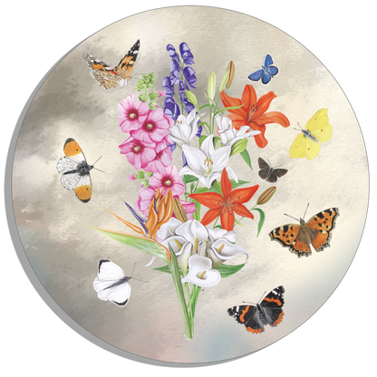 Muurcirkel "Bos bloemen met lelies"