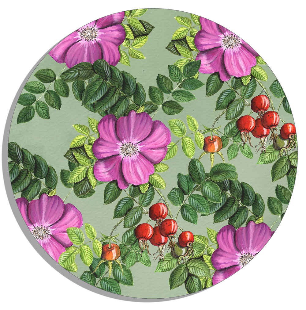 Tuinposter Cirkel "Rozenbottels, vintage"