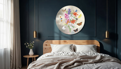 Muurcirkel "Bos bloemen met lelies"