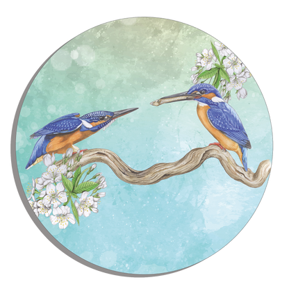 Muurcirkel "IJsvogels, paringsritueel"