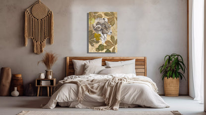 Wanddecoratie "Drents heideschaap met herfstbladeren"
