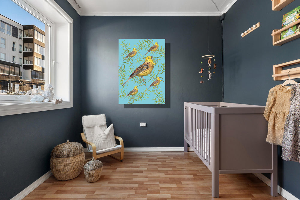 Wanddecoratie "Kronkelwilg met geelgorzen, vintage"