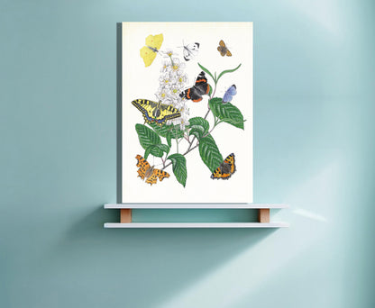 Wanddecoratie "Gewone vogelkers met haar vlinders"