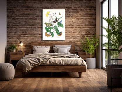 Wanddecoratie "Gewone vogelkers met haar vlinders"