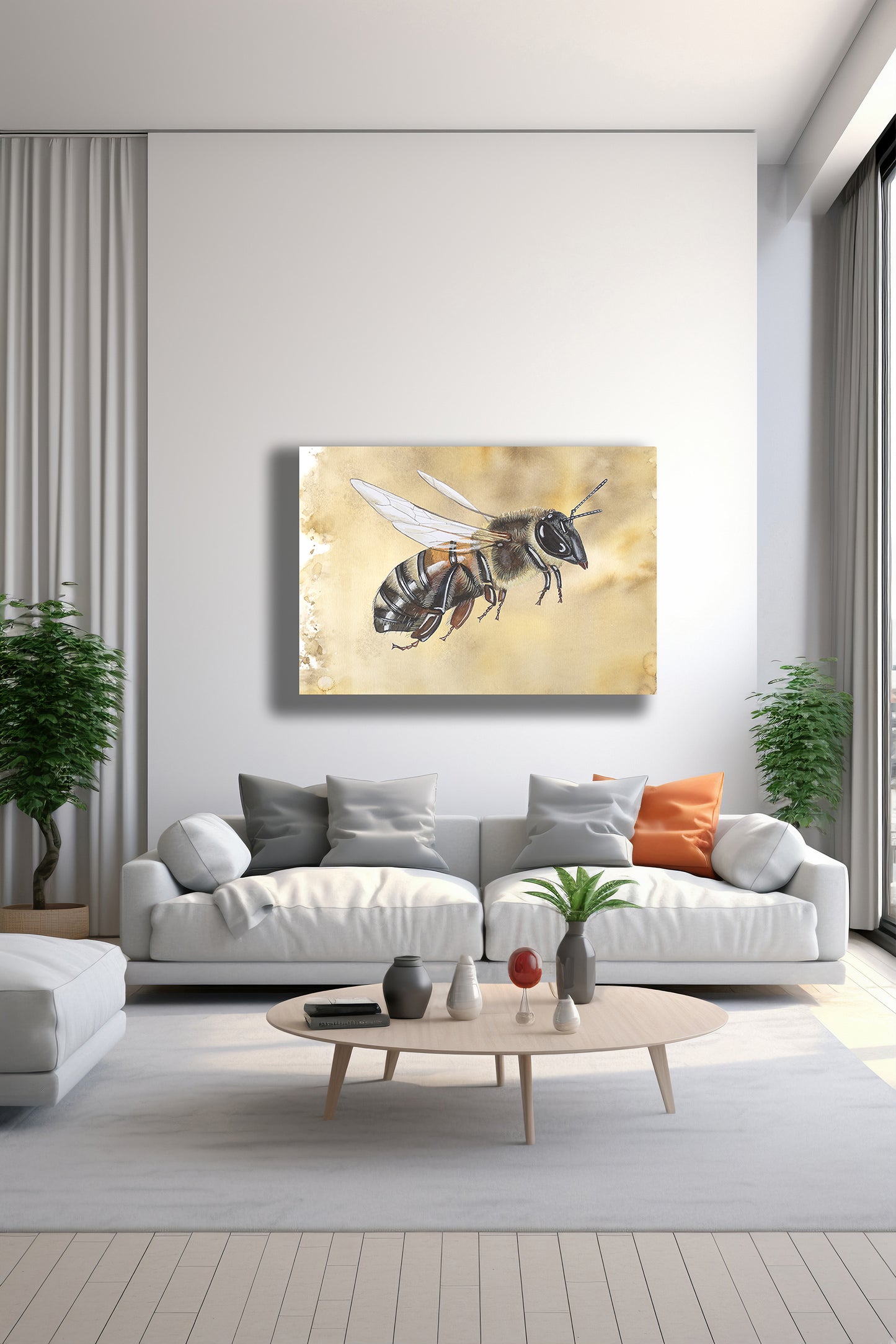 Wanddecoratie "Honingbij werkster in vlucht"