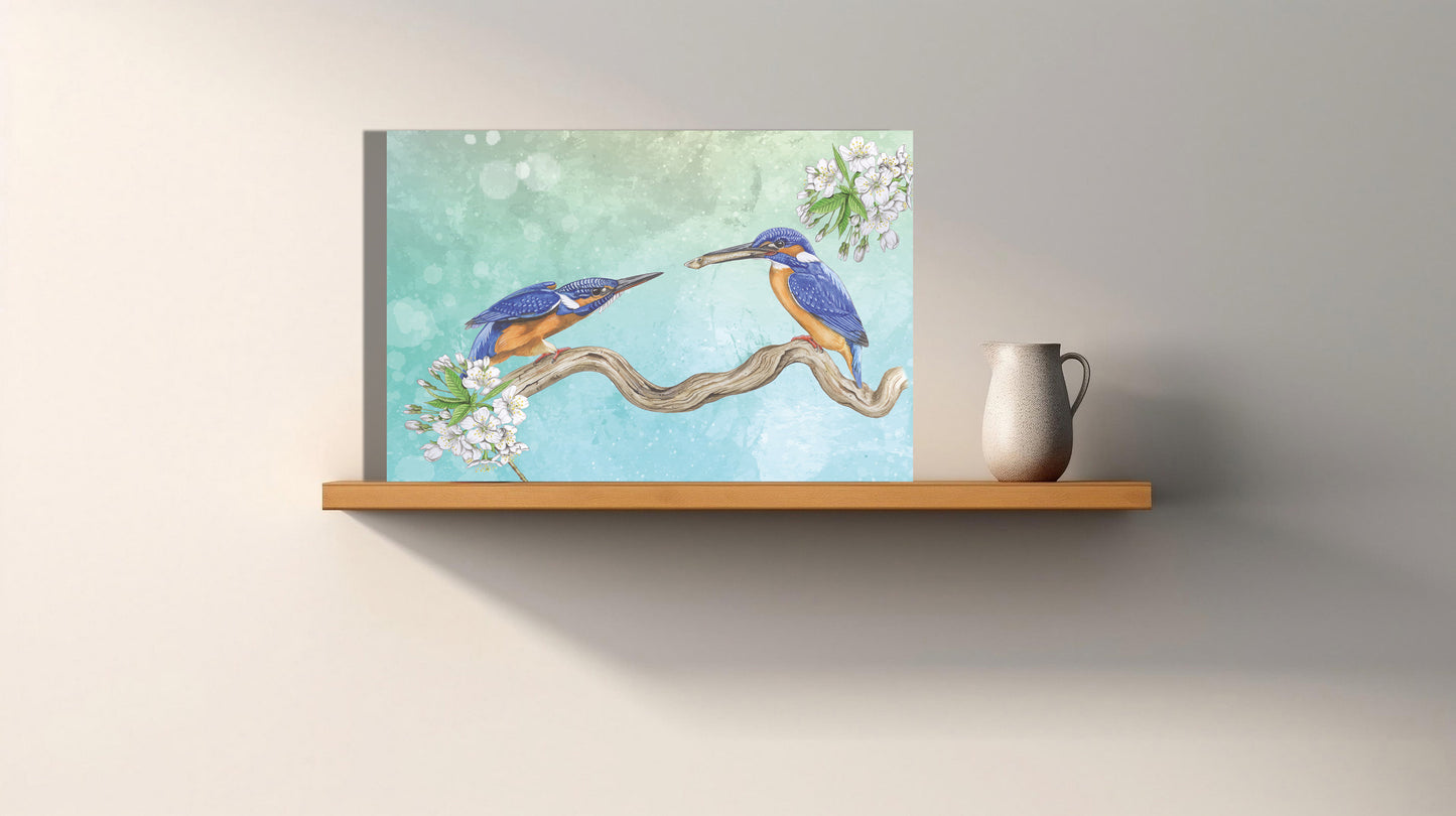 Wanddecoratie "IJsvogels, man en vrouw"